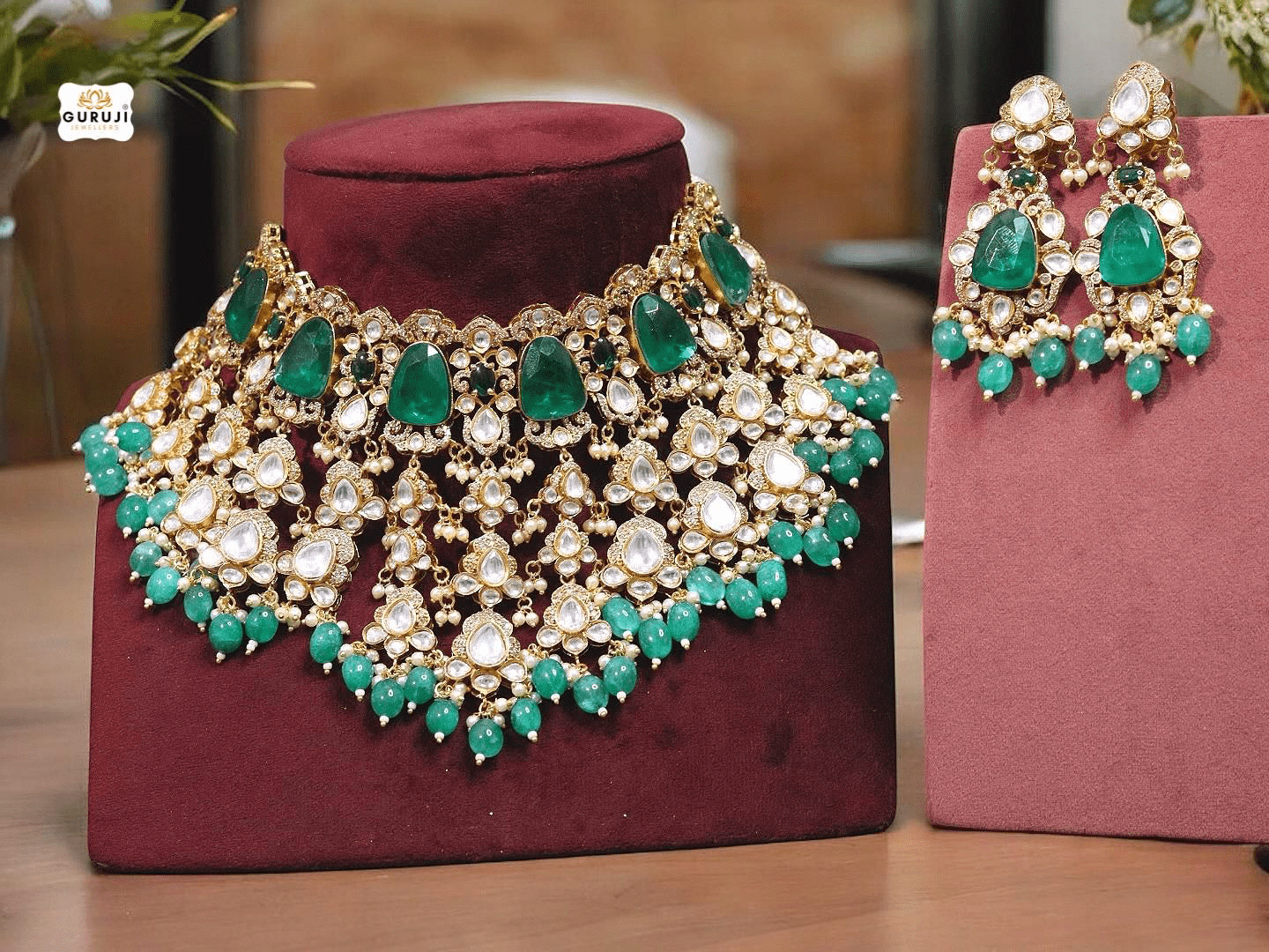 Majestic Bridal Pearl and Gemstone Necklace Set