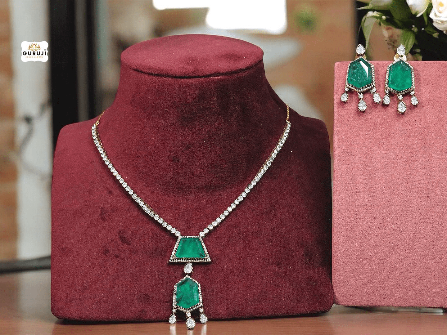 Exquisite Doublet Stone Pendant Set