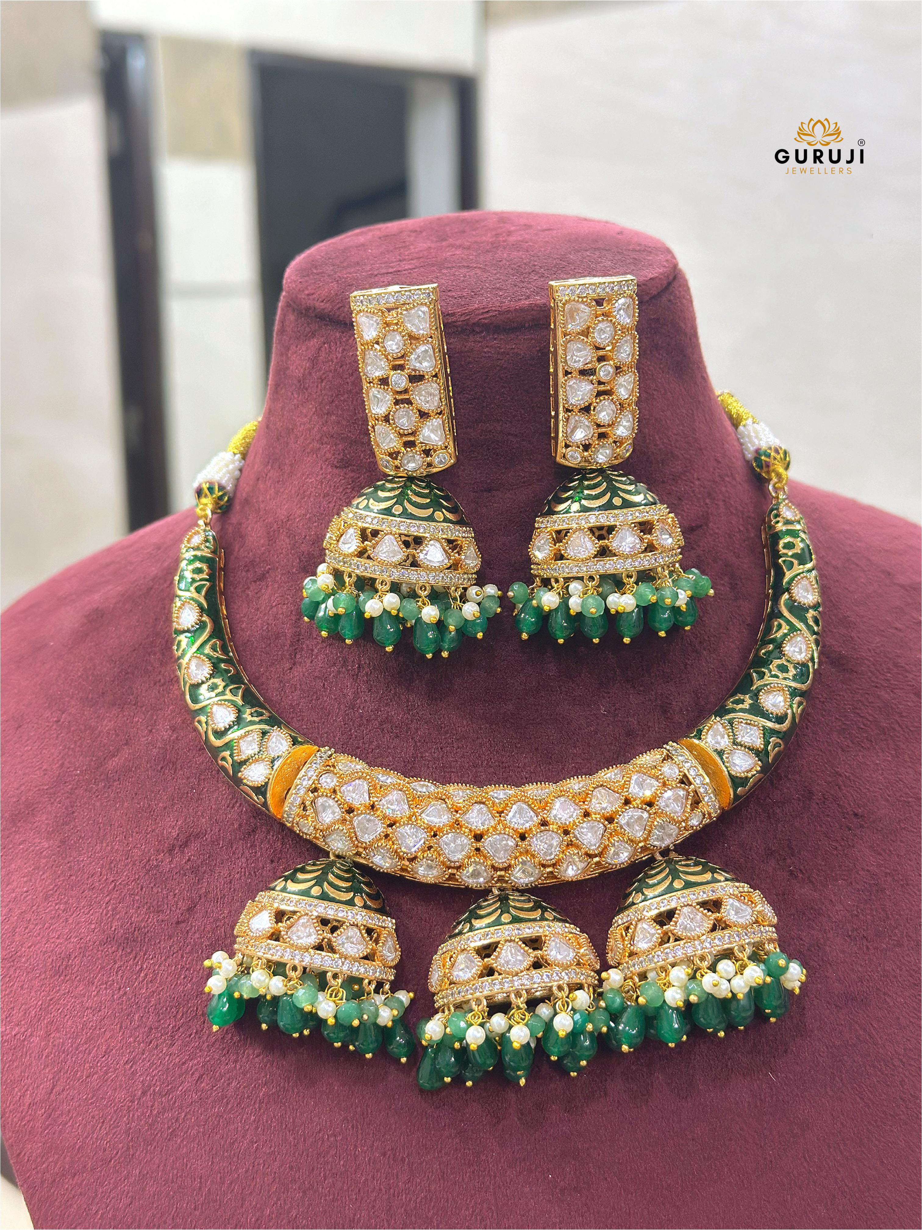 Royal Meenakari Kundan Hasli Necklace Set