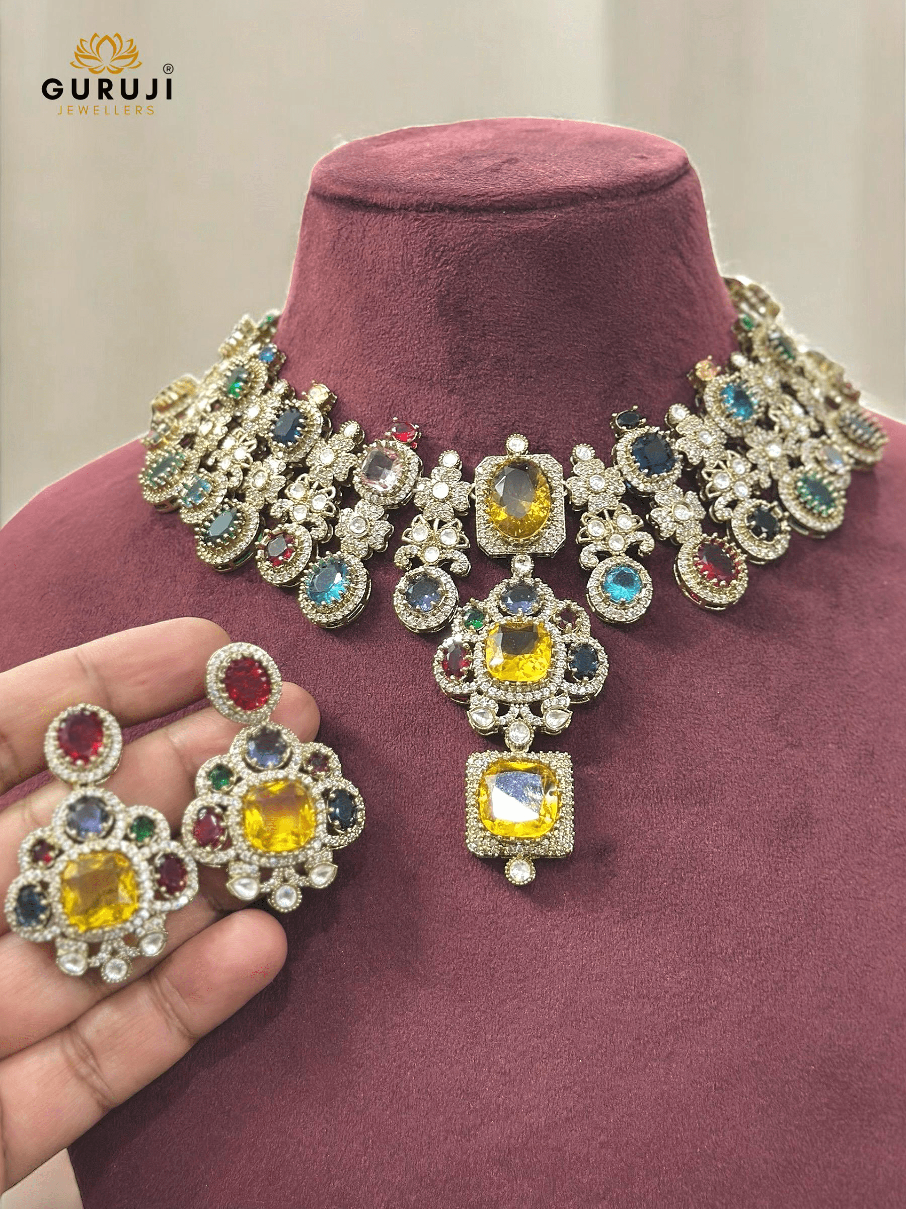 Sabyasachi-inspired Victorian Necklace with Contemporary Drops
