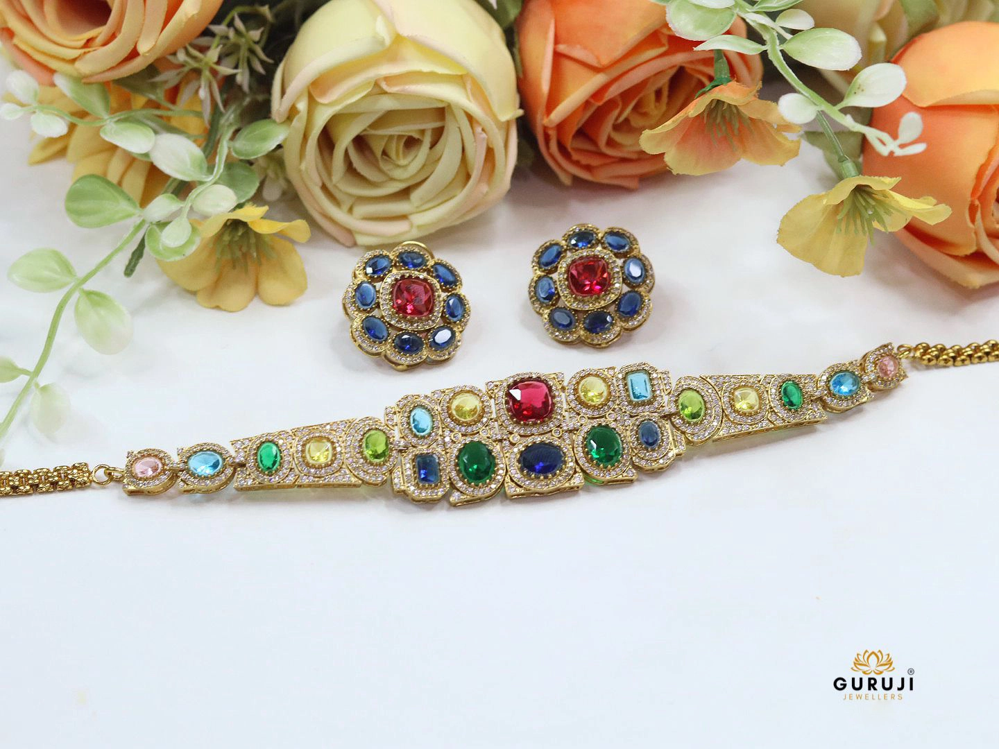 Royal Sabyasachi Inspired Uncut Gemstone Choker Necklace