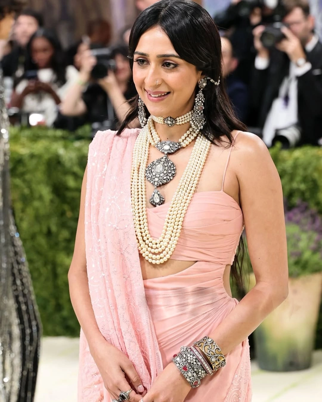 Maharani Gayatri Inspired Royal Pearl & Polki Long Necklace Set